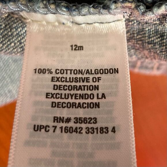 CARTERS Denim Jean Shortalls Overalls TEDDY BEAR Snap Bottom Buckle 12 Months - Picture 11 of 13